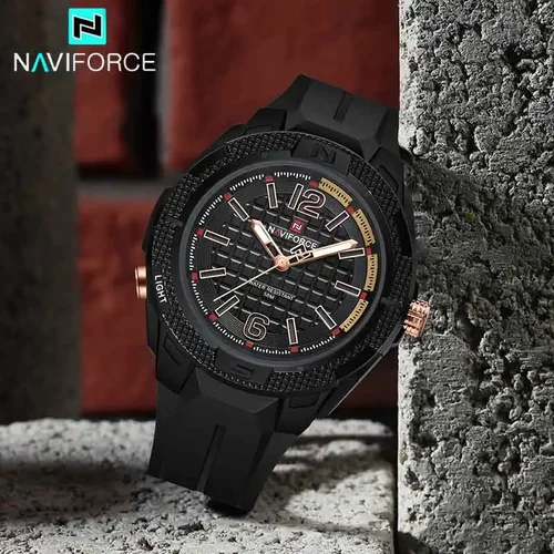 Imagen 2 del producto NAVIFORCE, reloj de cuarzo a la moda para adolescentes, reloj informal Simple resistente al agua, correa de silicona, reloj deportivo luminoso para hombre, relojes