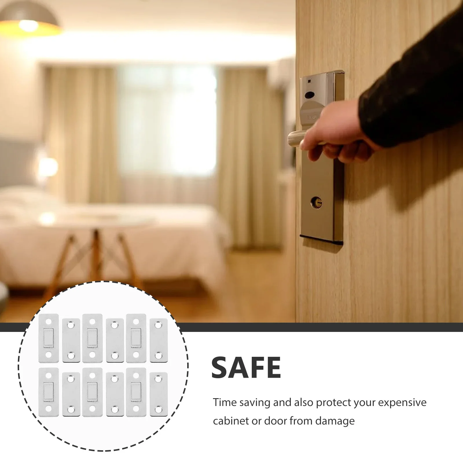 

8 Pcs Door Magnets Stainless Steel Magnetic Latch Magnet Door Suction for Drawer Furniture Catches Hardware Kitchen Use