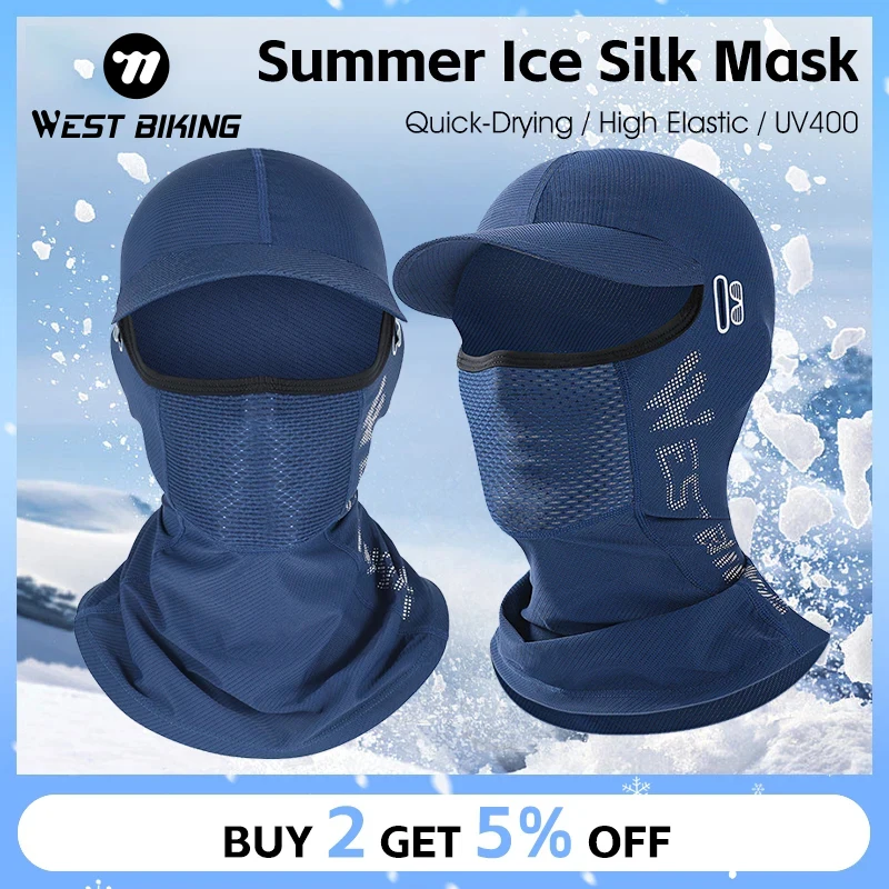 

WEST BIKING Bicycle Mask Ice Silk Summer Protection Cycling Balaclava Face Breathable Hole Unisex Quick-Drying Mask Bike Equipme