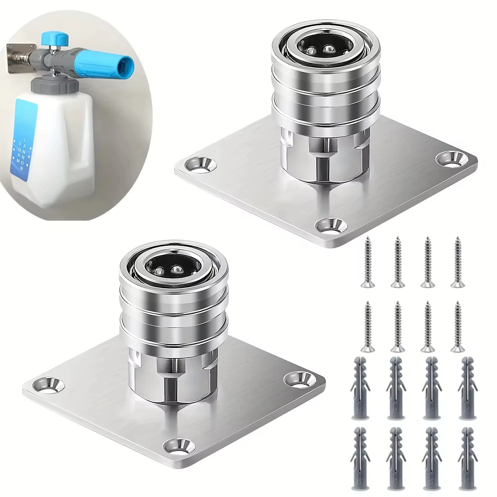 

1Pcs 2Pcs Metal Pressure Washer Gun Holder 1/4" Quick Connect Wall Mounted Foam Cannon Organizer Rack Car Wash Storage Rack