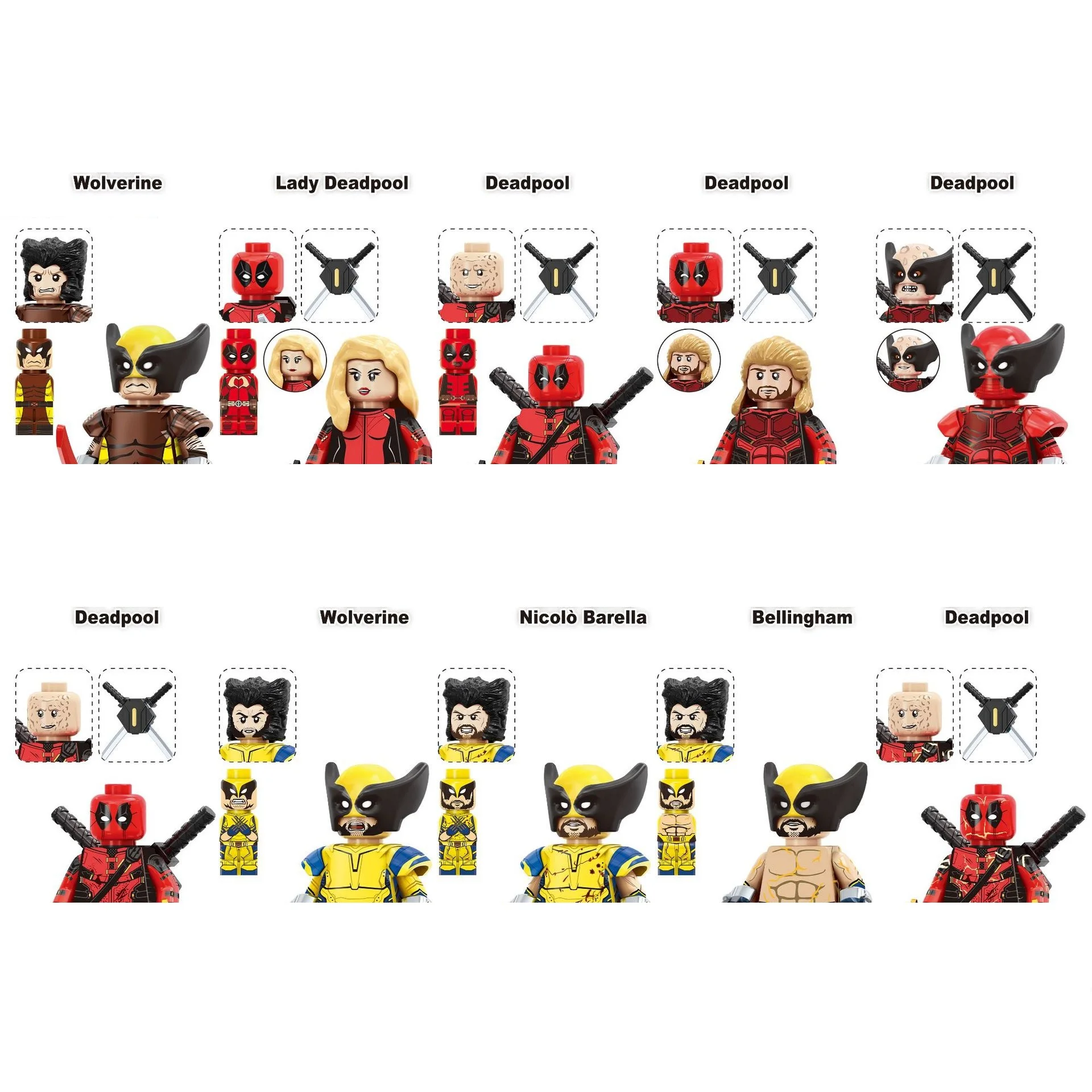 New Chrome Deadpool Building Blocks Mini Action Figure Toys