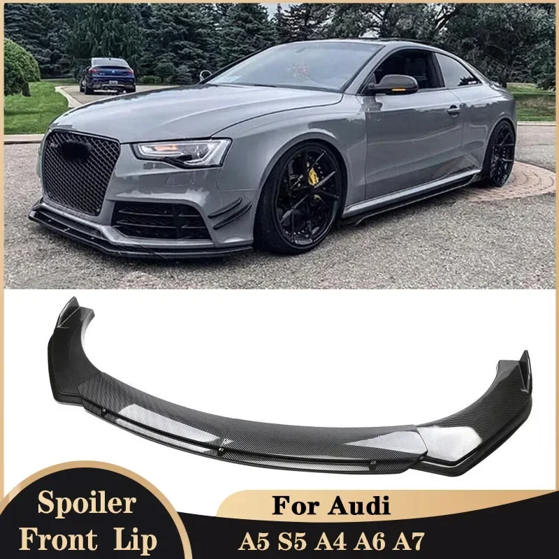 For Audi A5 S5 A4 A6 A7 Car Front Bumper Lip Spoiler Splitter Carbon Fiber Body Kits Tuning Diffuser Cars Accessories