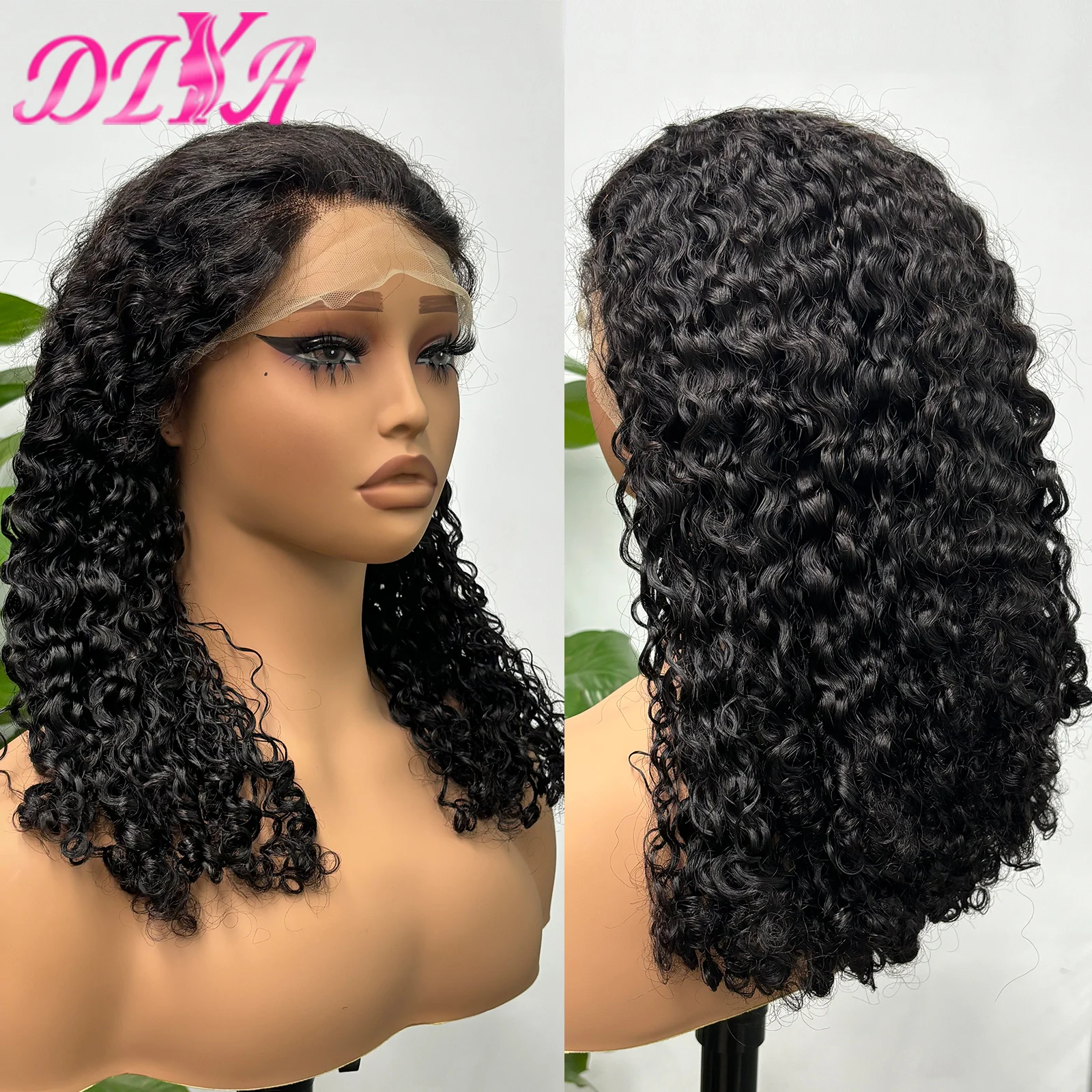 

13x4 HD Lace Frontal Curly Wave Wig 12A Double Drawn Virgin Hair 250% Density Burmese Curly Bob Human Hair Wigs for Women