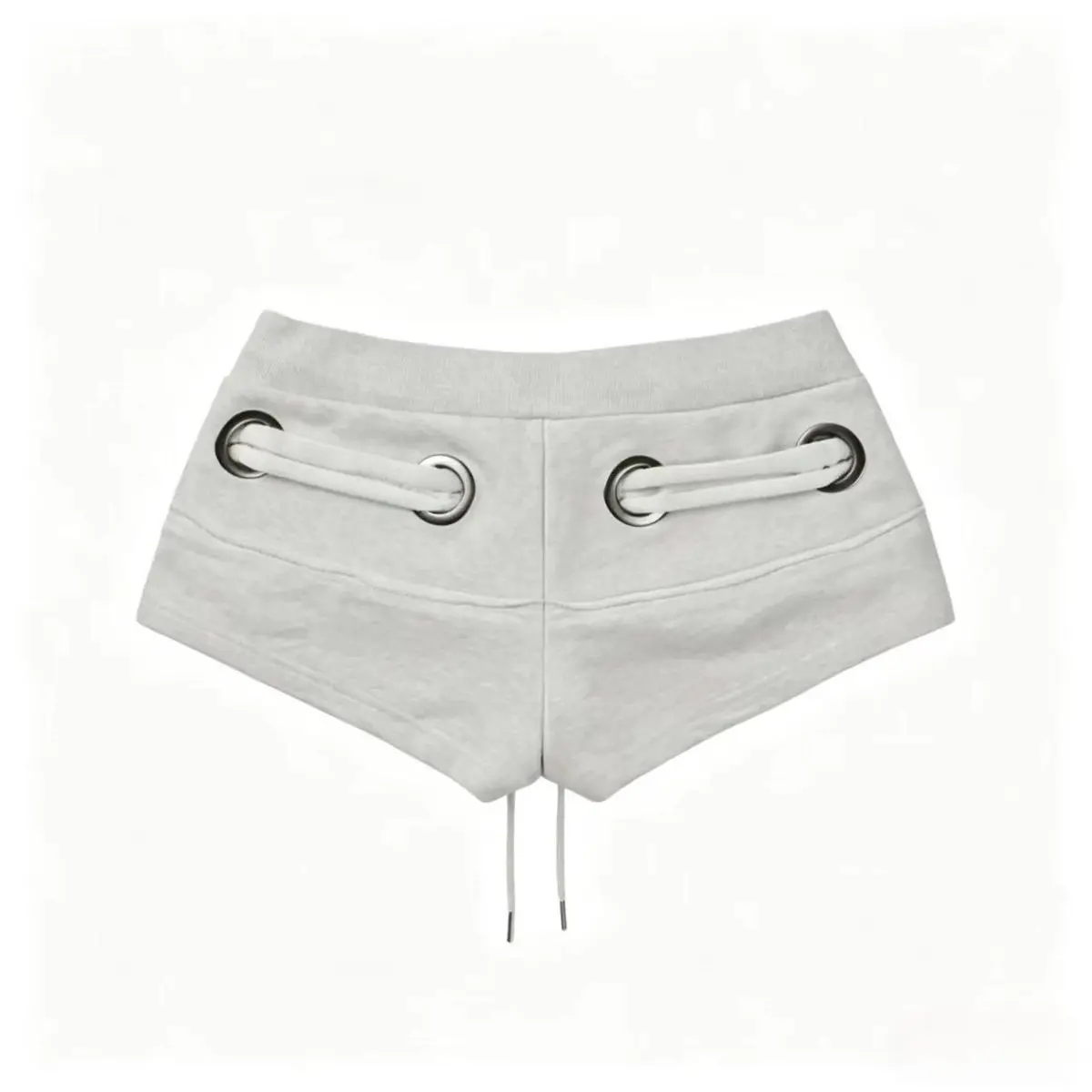 Retro Spice Girl Style Grey Zipper Drawstring Shorts Design Sense Low Waist Hip Wrap A Word Super Shorts