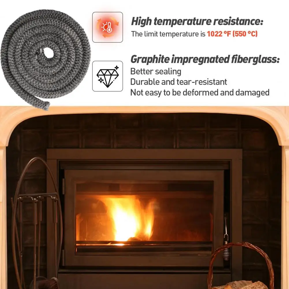 300 cm 1 Roll Of Wood Stove Replacement Gasket 6-25mm High-Temperature Resistance Secure Smoke-free Sealing Rope For Fireplaces