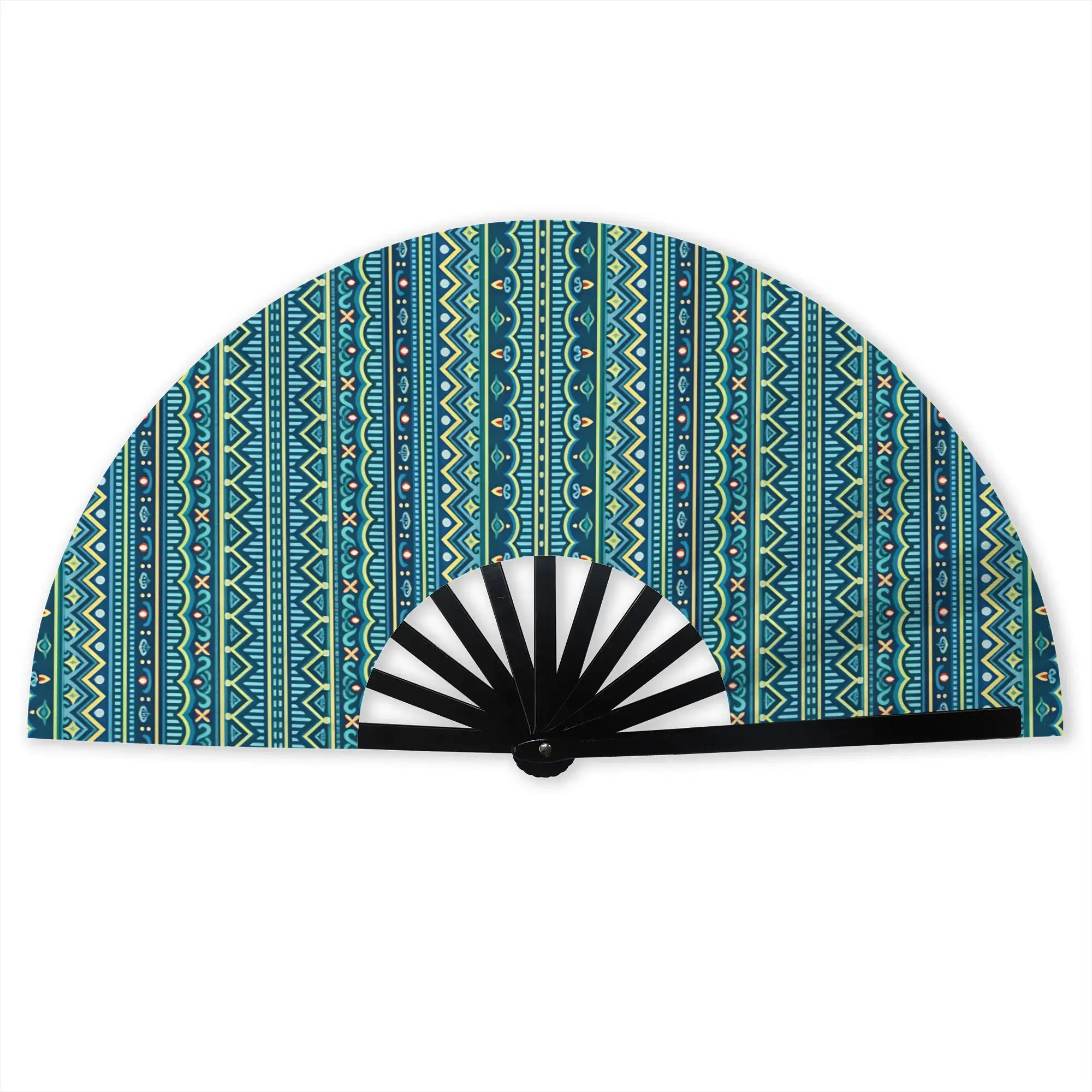 Bohemian Tribal Style Zigzag Waves Diamonds Hand Fan Promotional Gift Party  Durable Folding Fans Novelty Bulk Pack Fan