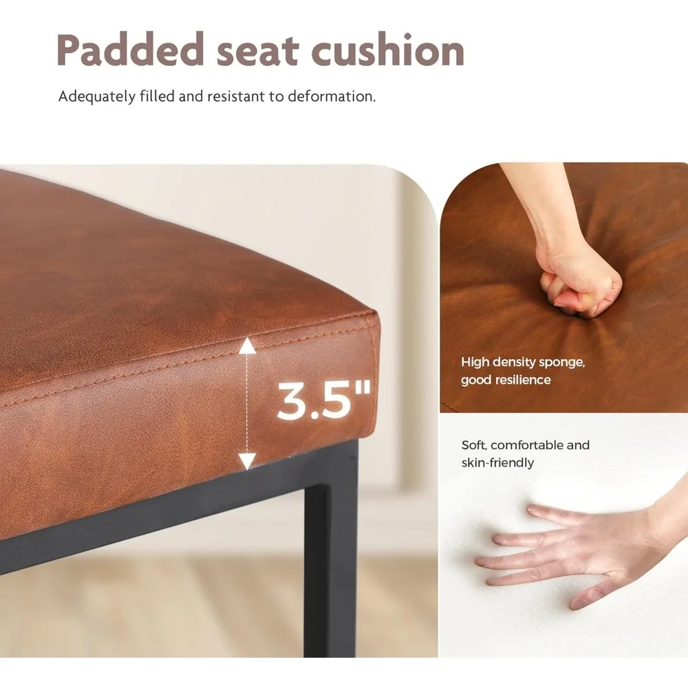 24” Bar Stools Set of 3 Counter Height Bar Stool Pu Leather Kitchen Modern Bar Stools with Backrest Upholstered Footrest