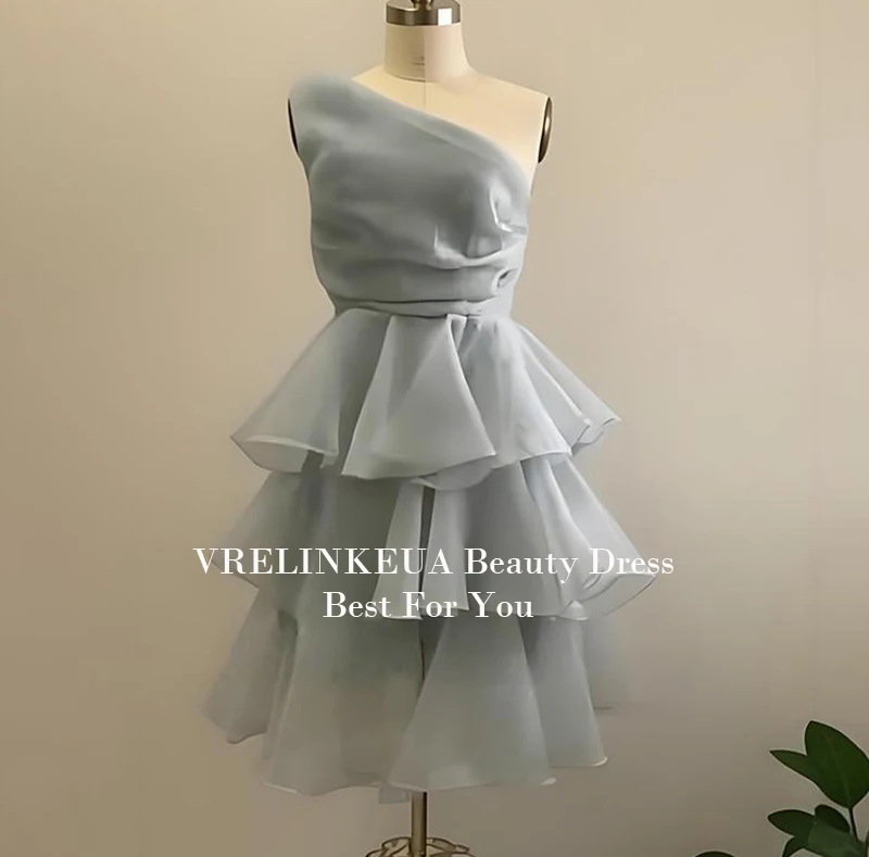 

Tiered One Shoulder Graduation Dress Sweet 15 16 Organza Mini Homecoming Dresses For Teens Customized Cocktail Gowns Prom Dress