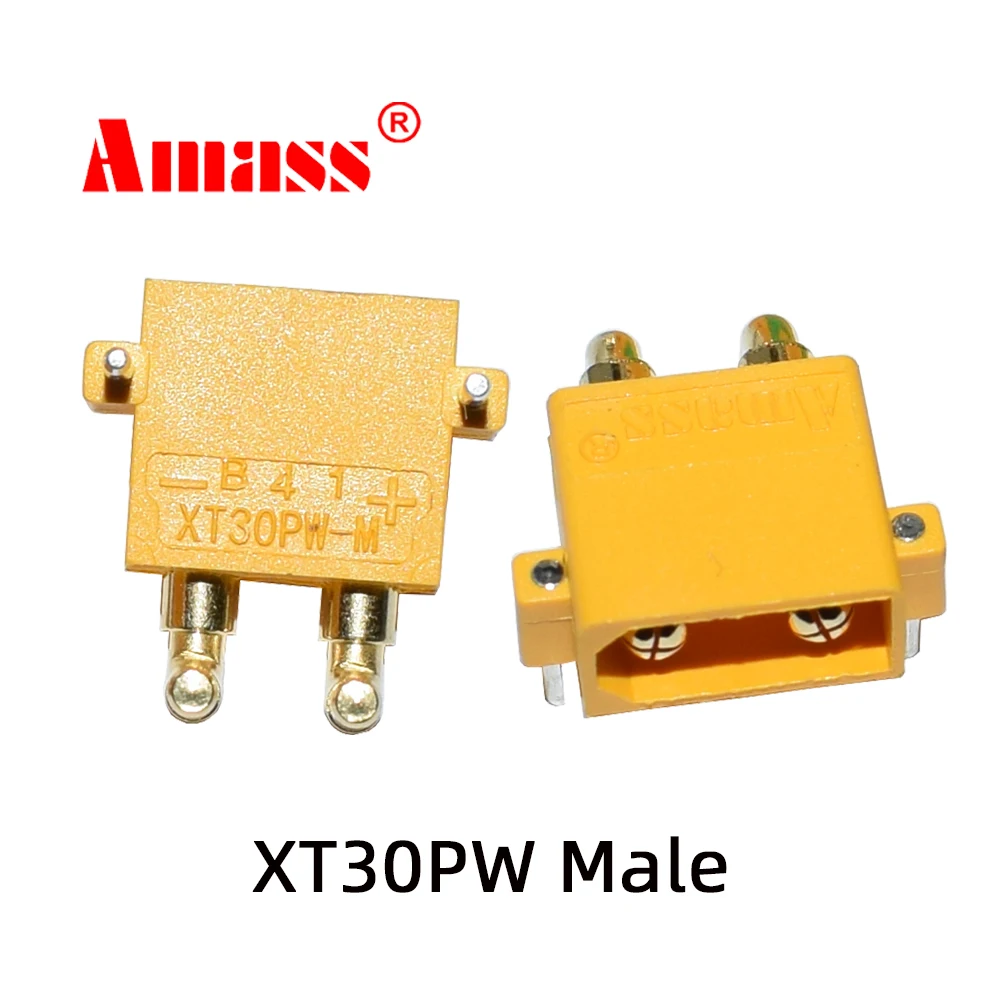 5 Pairs Amass XT30PW Female connector PCB board 2mm Banana Golden head Right Angle Horizontal connector for RC model XT30PW male