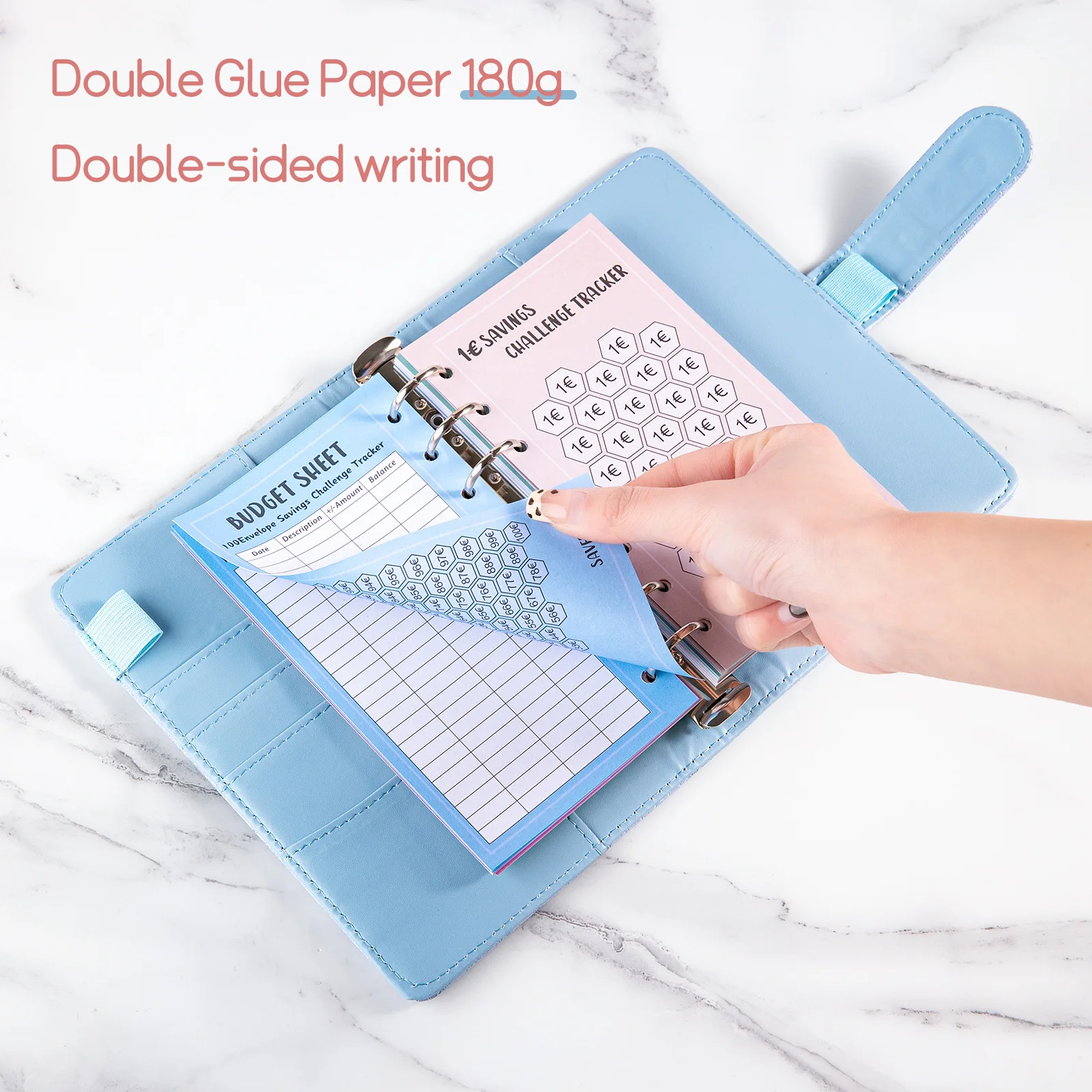 6‑Hole A6 Envelopes 48Pcs, 52 Week Money Saving Challenge, 30 Days Budget Tracker Euro Dollar Cash Saving Budget Planner Cards