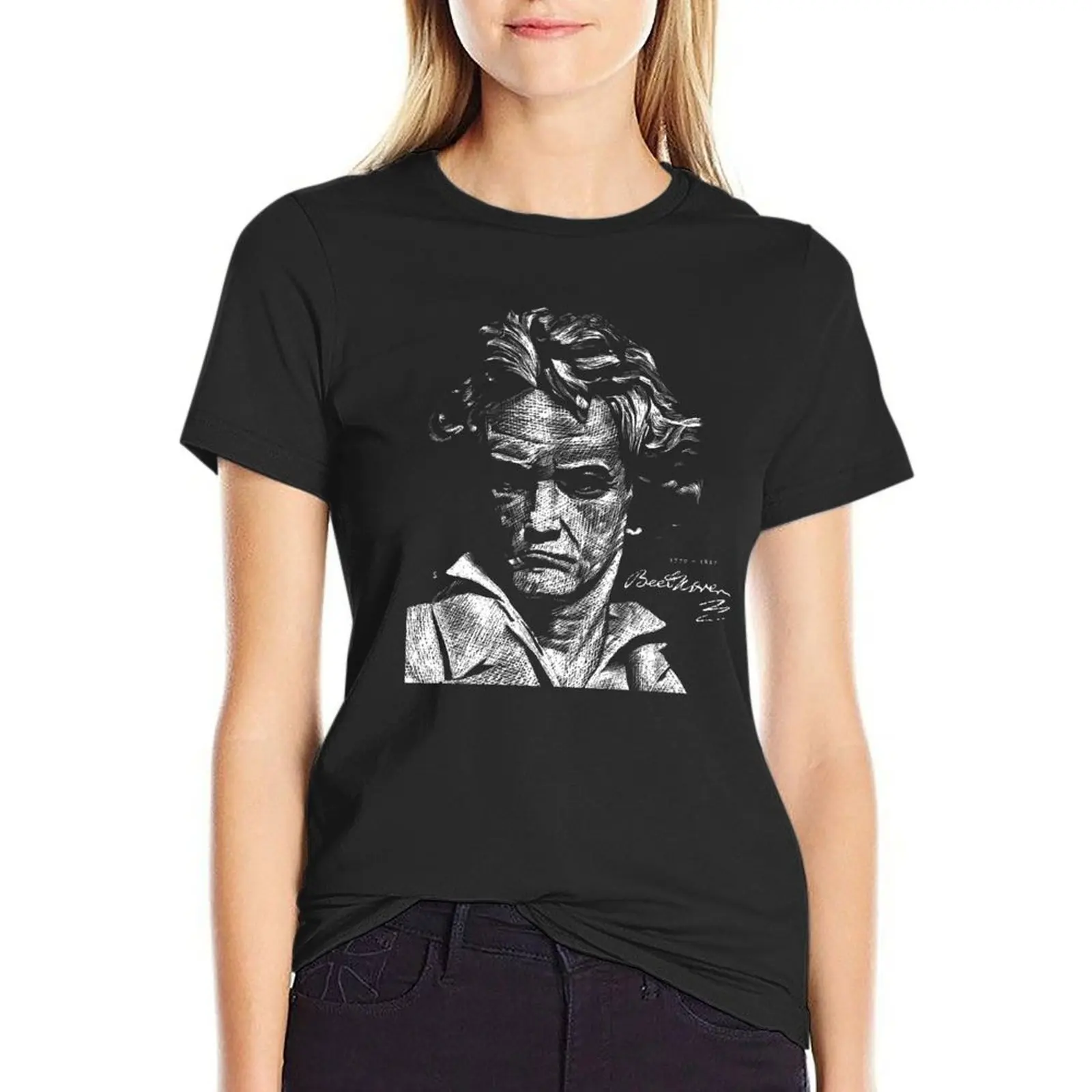 Beethoven Signature Illustration T-Shirt tees animal print shirt for girls woman t shirt