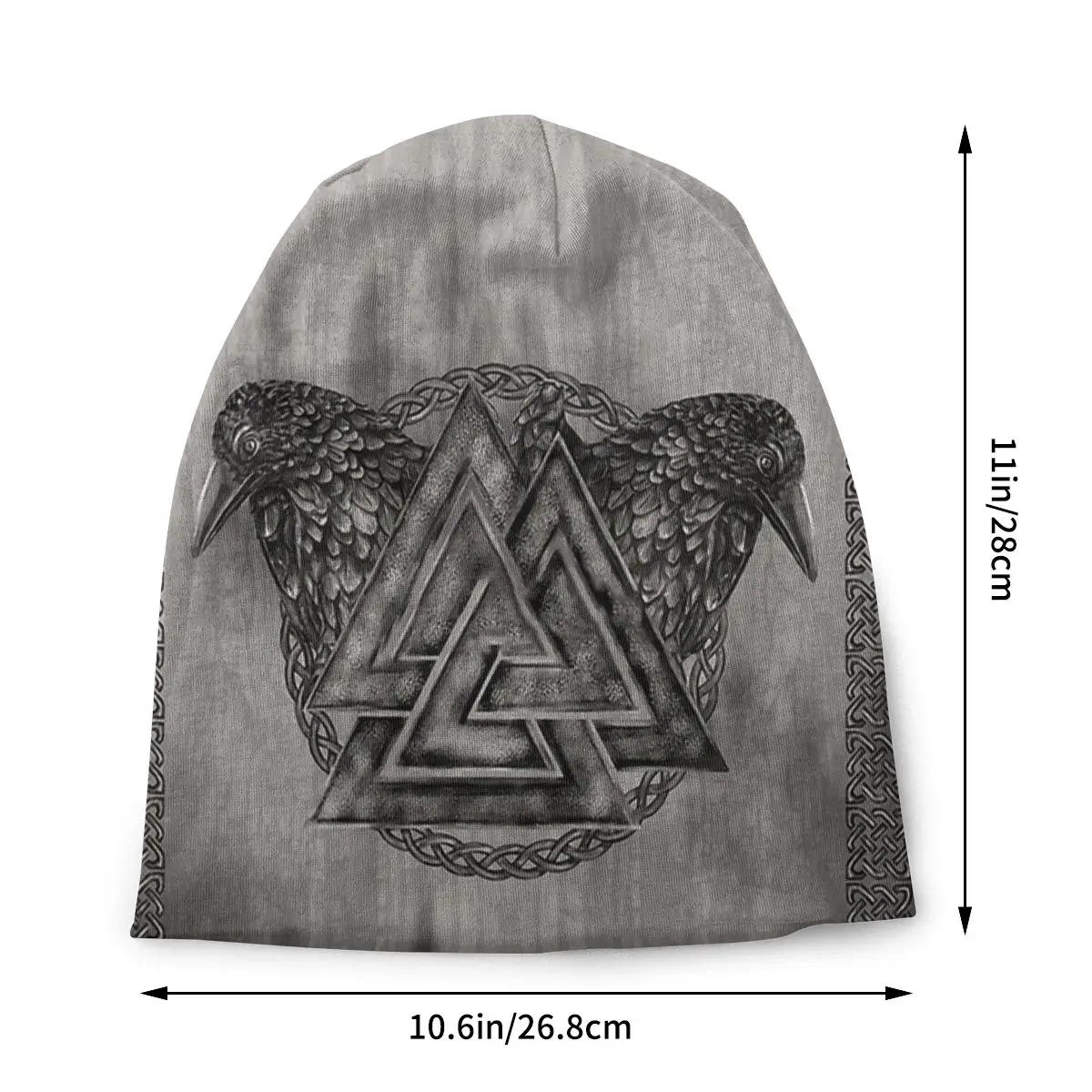 Crow Bird Valknut Symbol And Ravens Bird Viking Unisex Bonnet Thin Hiking Hats Skullies Hat Breathable Caps