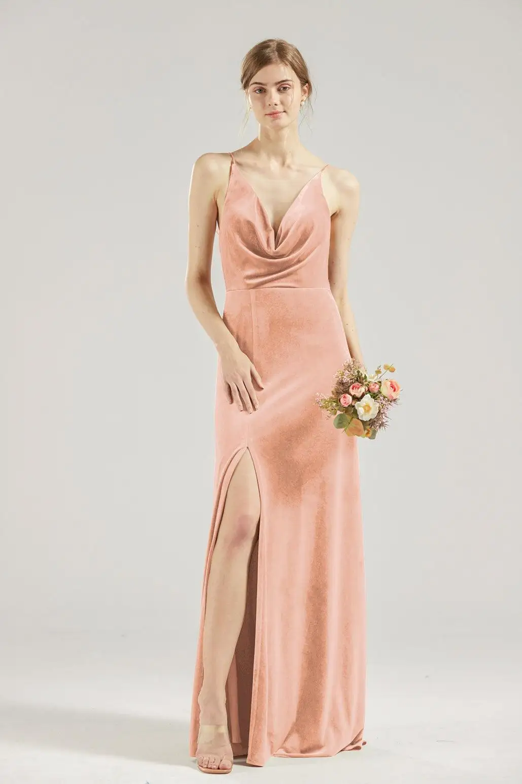 

Women's Velvet V-neck Sleeveless Sexy Lace Up Formal Evening Dress Spaghetti Straps Split Front Side Elegant Vintage Party Dress