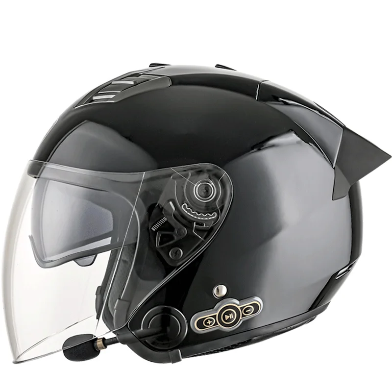 NONE DOT-zugelassener 3/4 Motorradhelm mit offenem Gesicht, integriertem Bluetooth-Headset-Kopfhörer und abnehmbarem Innenfutter 6