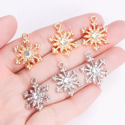 10Pcs Shiny Snowflake Charms Jewelry Making Women's Zircon Necklace Earrings Party Gift Festival Clavicle Chain Jewelry Pendant