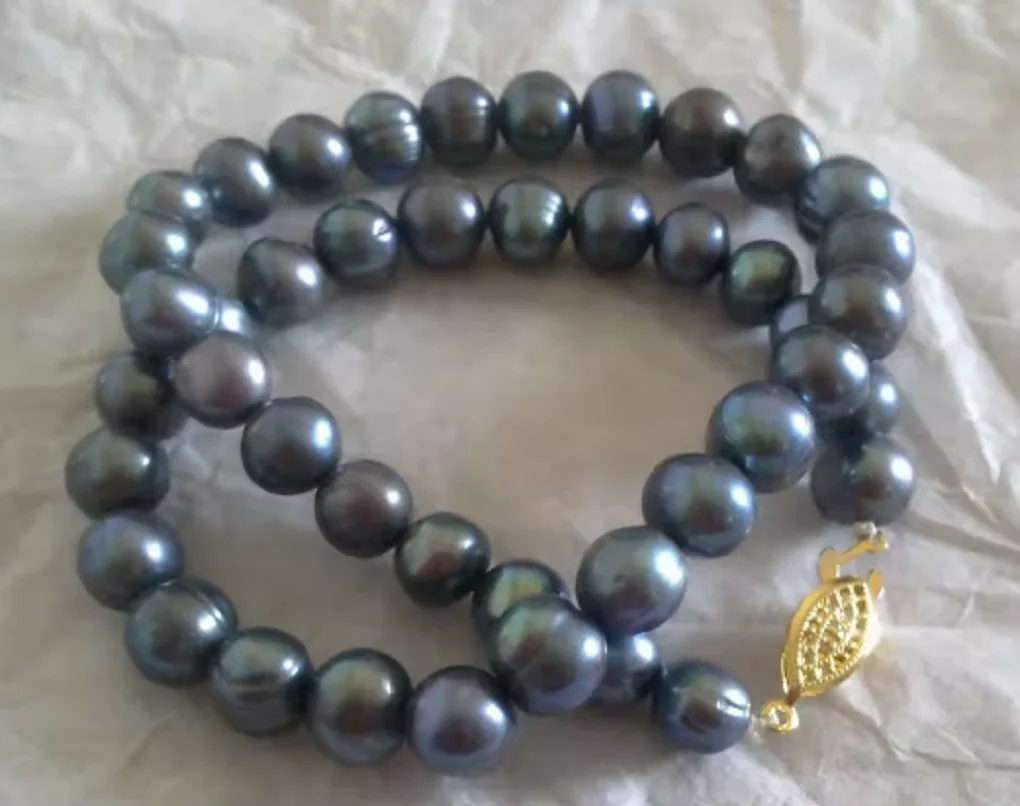 

Natural Fine JewelryNew 8-9mm AAA+ Tahitian black PEARL NECKLACE 18"fine jewelryJewelry Making