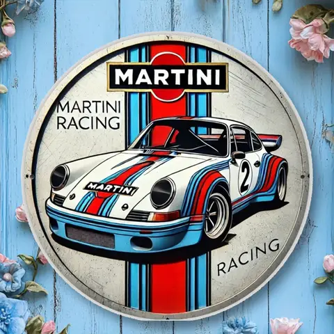 Metallskylt med Martini Racing-tema för rumsdekoration - Slitstark foliegraverad väggkonst - För sovrums- och heminredningsälskare 10 best sales dekorativ plakett - №9