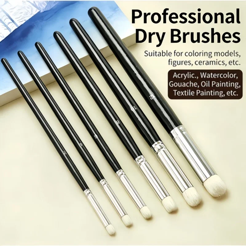 6cs Round Detail Paint Dry Bru - Miniature Painting Set recension och pris