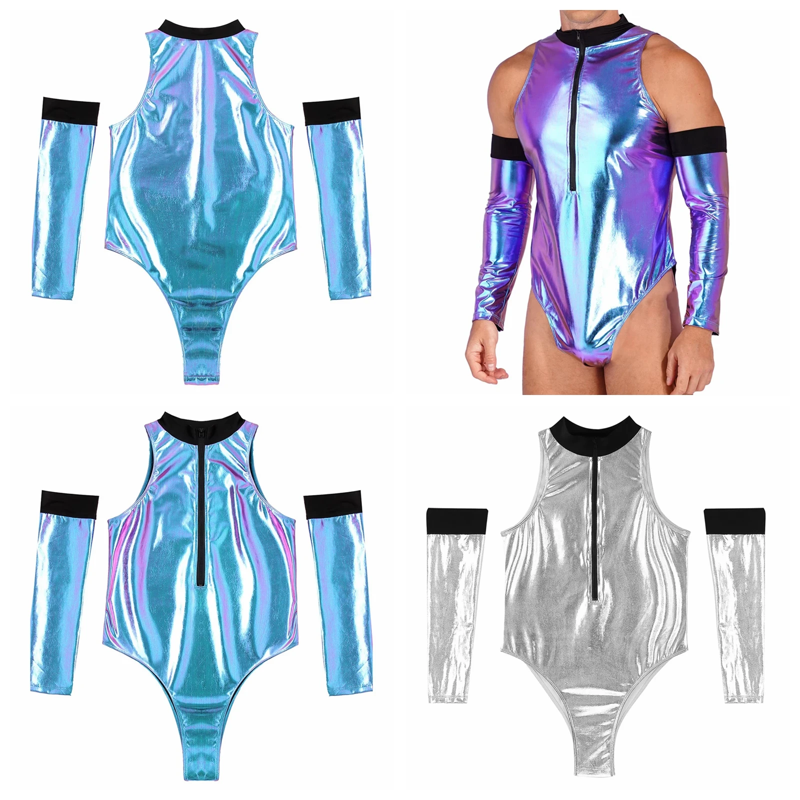 Men Patent Leather Alien Costu - огляд і ціна Sleeveless Jumpsuit