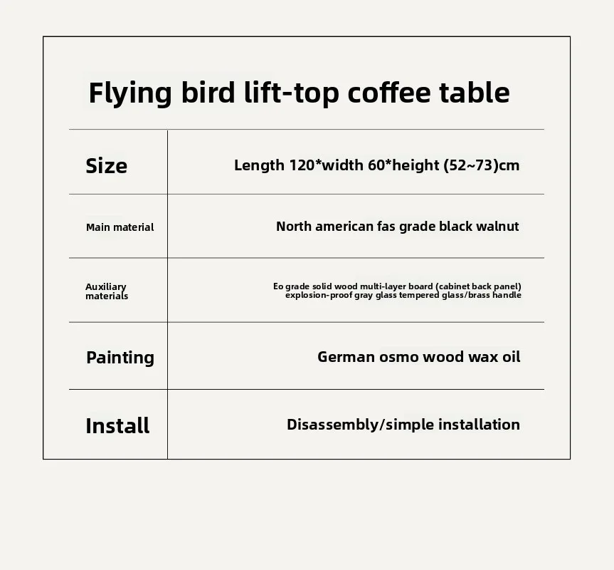 Nordic solid wood lifting coffee table living room small apartment mobile folding tea table black walnut dining table