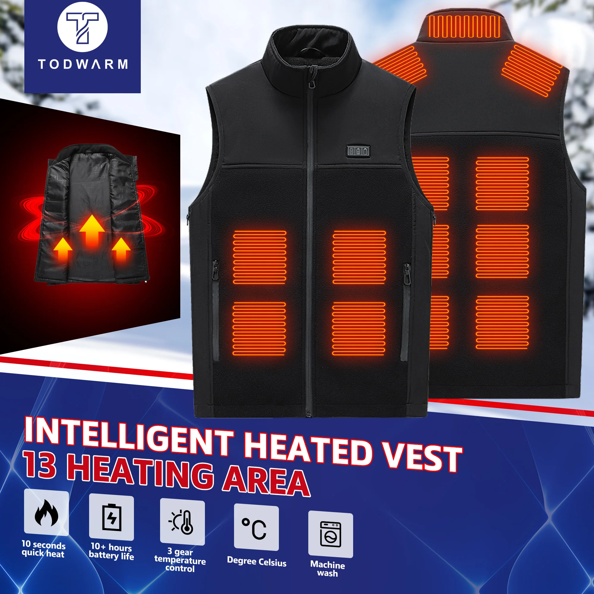 13 Areas Usb Heated Jacket Electric Heated Vest Heating Vest Heated Bodywarmer Usb Inner Heat Vest Winter Sports Hiking