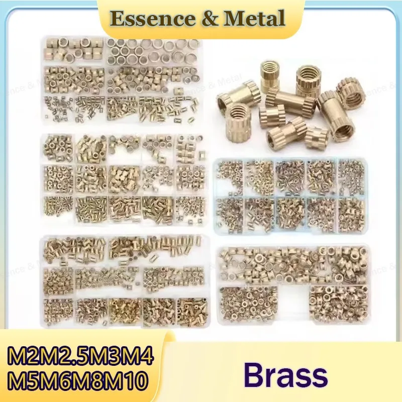200-520PCS Brass Threaded Insert Nut Set M2 M2.5 M3 M4 M5 M6 M8M10 Embedded Pre-Embedded Hot Melt Nut Through Hole Injection Nut
