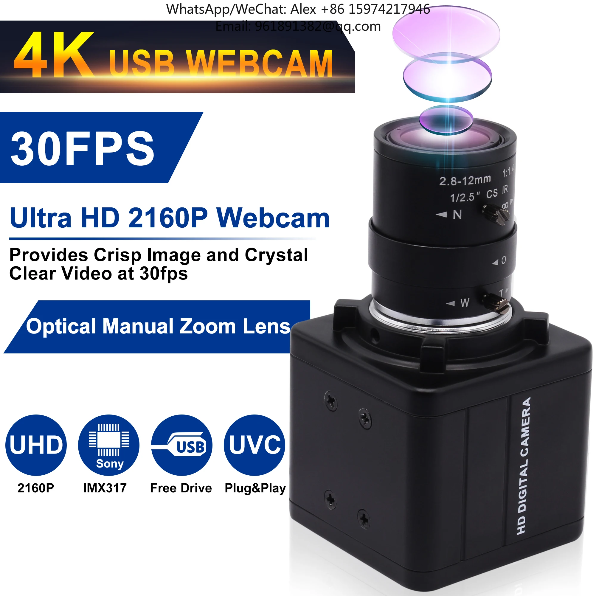 Fotografia 3: Câmera USB de Vigilância 4K ELP 3840x2160 com Microfone Mini Sony IMX317 e Estojo
