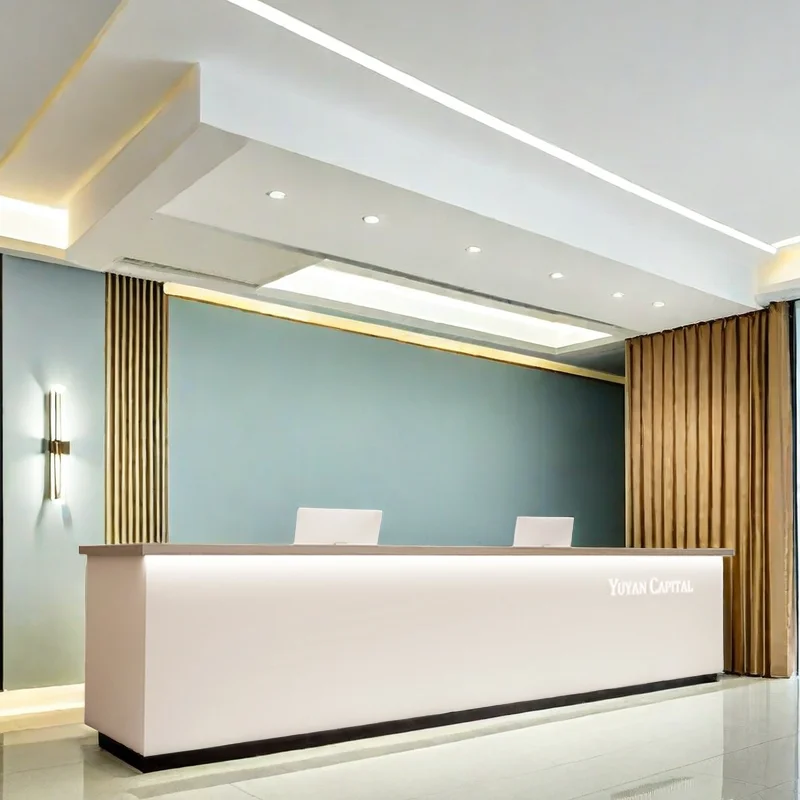 

Beauty Center Reception Counter Table Professional Office Furniture Lectern Simple Aesthetic Elegant Desk Empfangstheke Modern