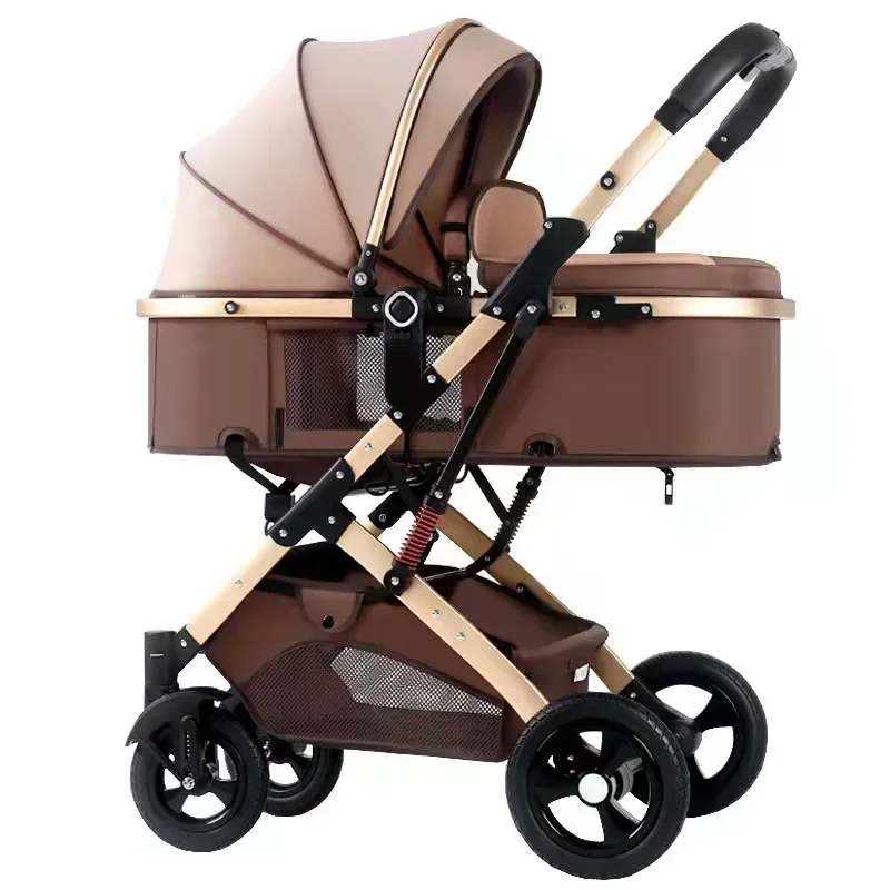 class design push chair golden frame travel system high landscape baby buggy stroller fold able pram for 0 to 36 months infant