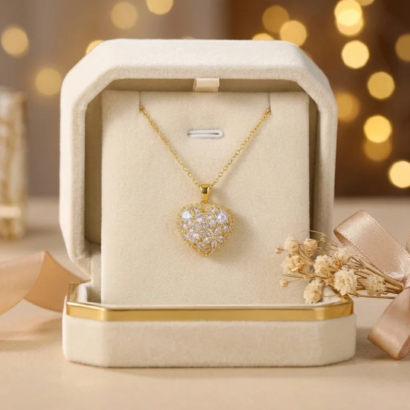 Palace-style light luxury heart-shaped necklace with a luxurious and elegant vibe, versatile collarbone chain, sweet and delicat