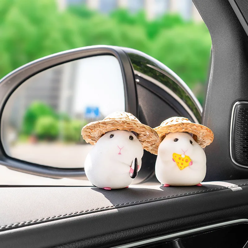 Cute hamster with straw hat car ornament car decoration car interior dashboard accessories For Suzuki Chrser GMS car