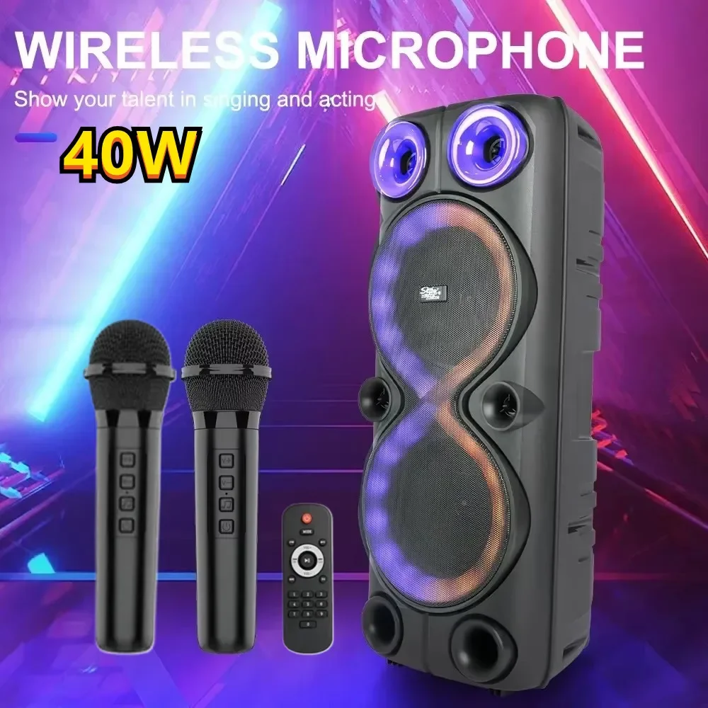 Super Power Outdoor Party Street Singing Bluetooth Speaker Portable Subwoofer Dual 8 Inch Karaoke Sound System FM with Microphon