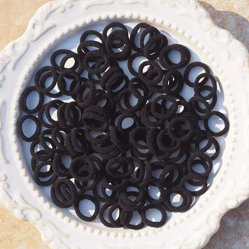 10pcs Black Basic Hair Bands, High Elastic Rubber Ties
