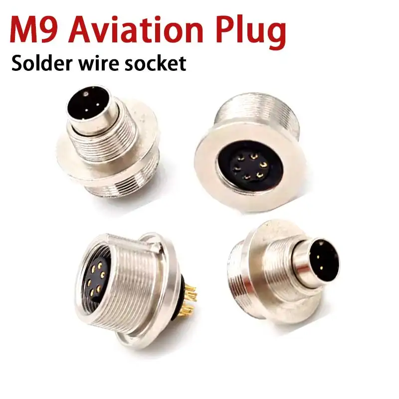 2 Core M9 Aviation Plug Connector 3 Core 4/5CoreFlange Receptacle 6/7/8 Pin Panel Mount Male Female Connector IP68 Waterproof