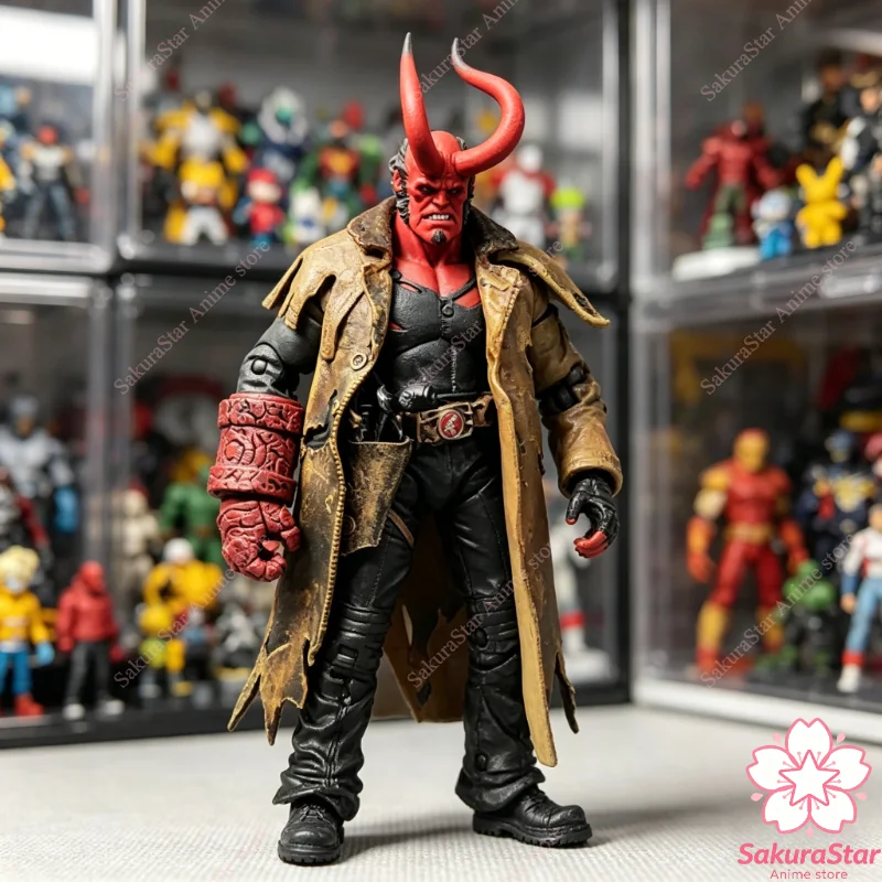 【En stock】Figura de acción Mezco Hellboy de 7 pulgadas, modelo coleccionable, muñeco de personaje de película clásica, decoración de escritorio, regalo para fanáticos del anime