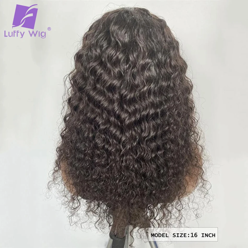 Loose Curly Wig With Bangs Machine Made Silk Scalp Top Wigs 180Density Deep Wave Fringe Bang None Lace Remy Brazilian Human Hair