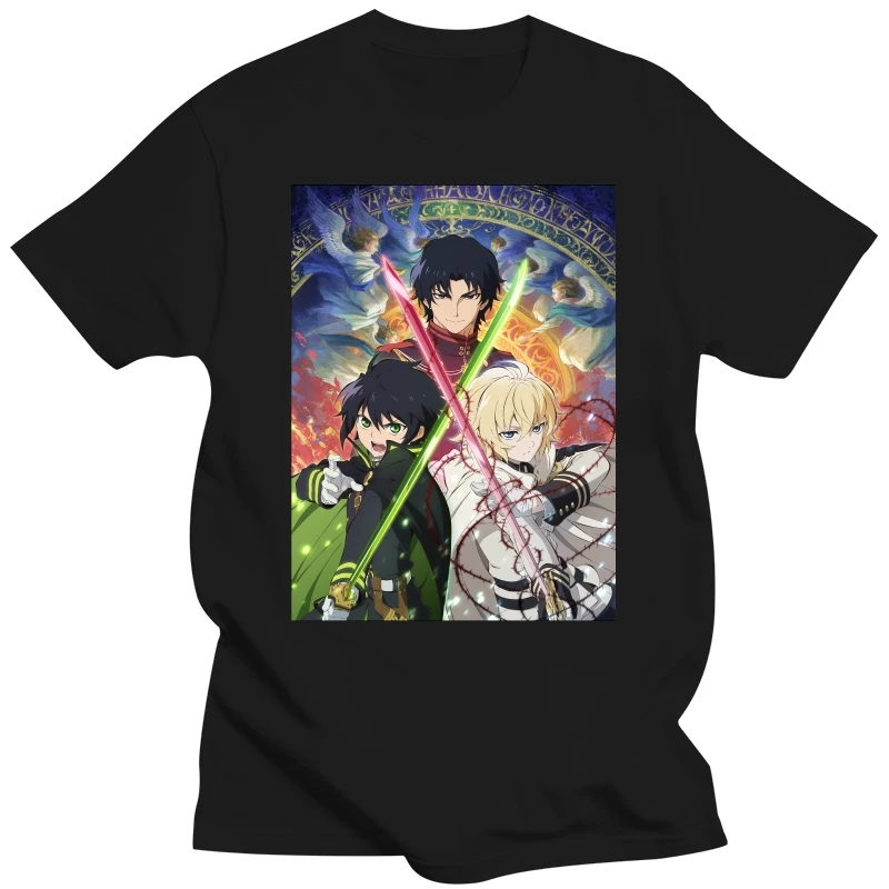 Owari No Seraph Visual Homme Cool T-Shirt Seraph Of The End Dark Fantasy Anime Series Tees Pure Cotton Oversized Short Sleeve