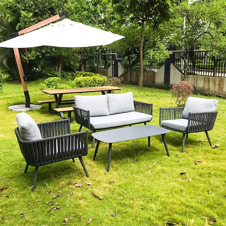 

Aluminum Garden Sofa Set Outdoor Furniture Modern All WeatherWaterproof Patio Sofa for Villa Hotel Resort