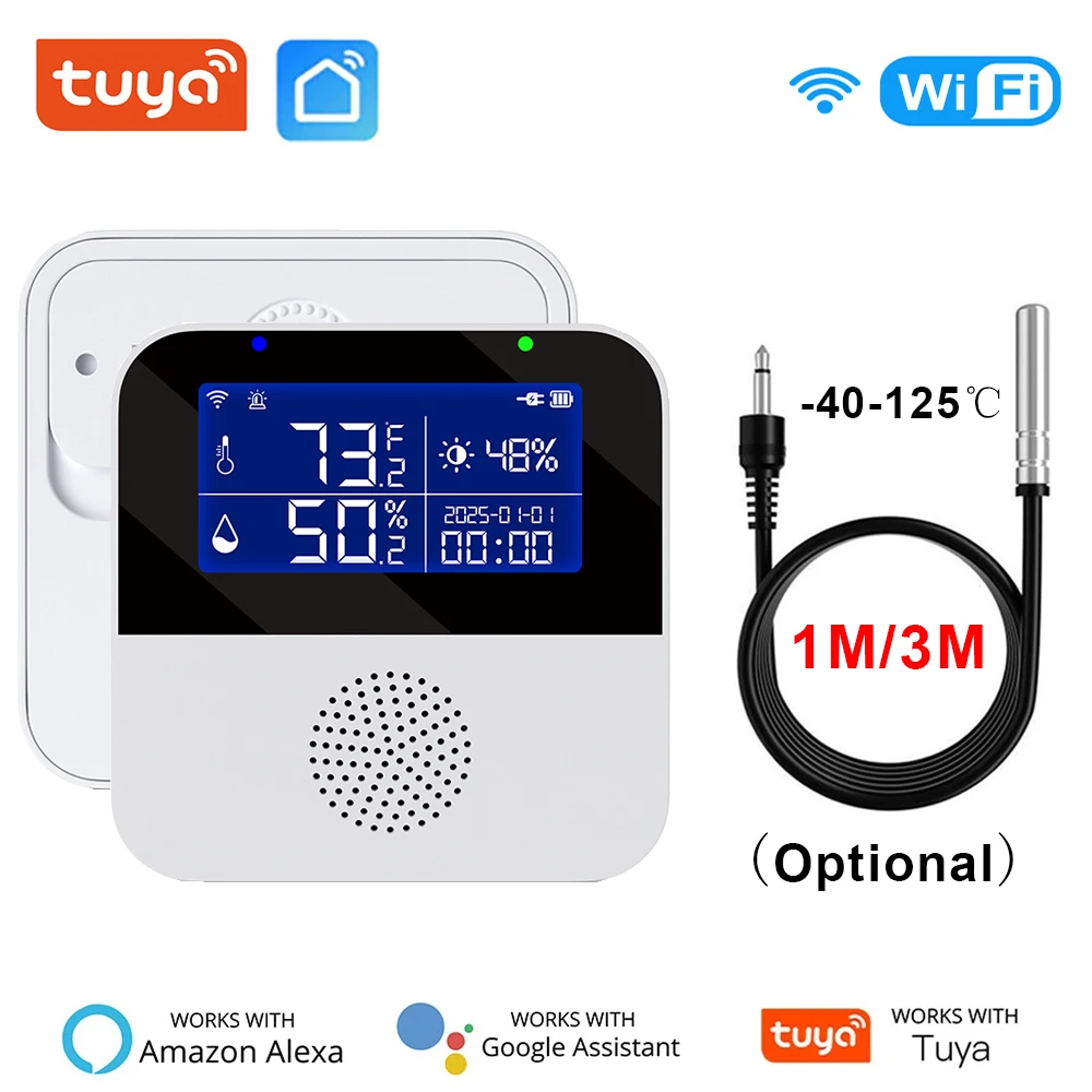 WiFi Tuya Smart Life Temperature Humidity Sensor with Backlight LCD Display Indoor Outdoor Thermometer Meter For Plants Aquarium
