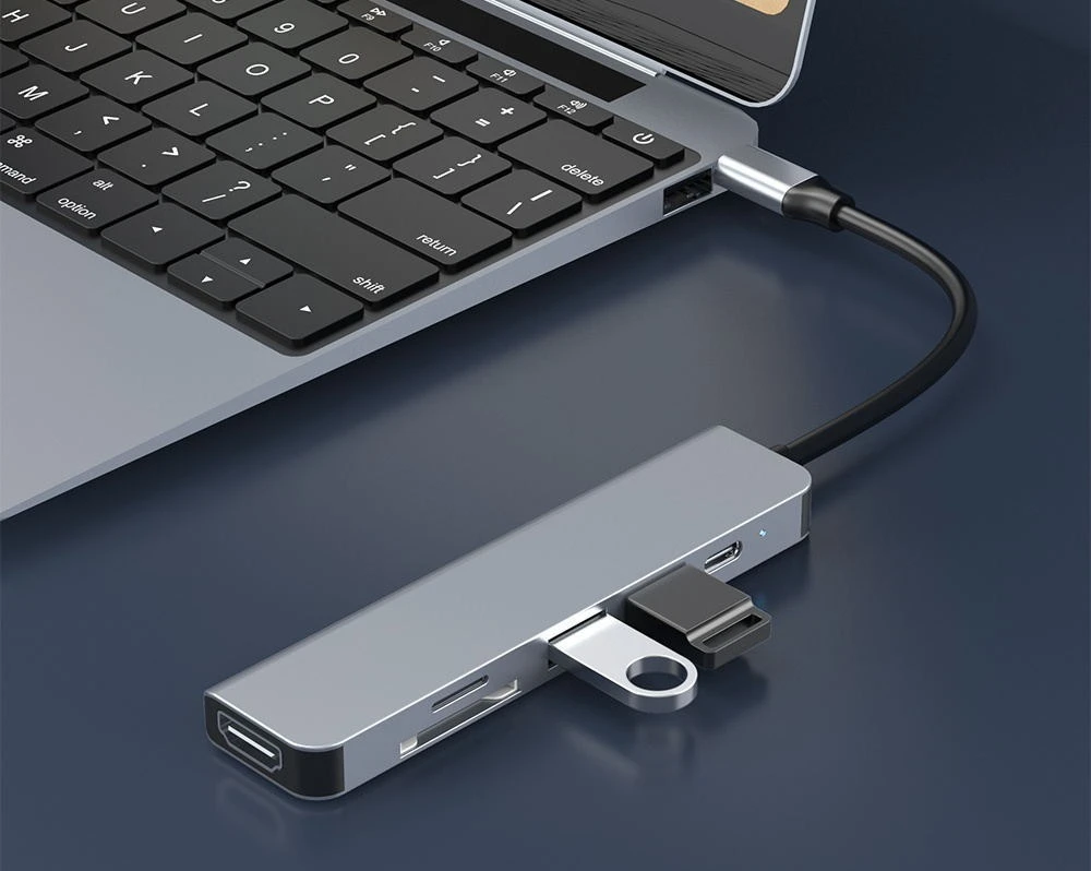 Typec 6-en-1 lector de tarjetas de cámara tfsd HDMI4K portátil estación de acoplamiento multifunción