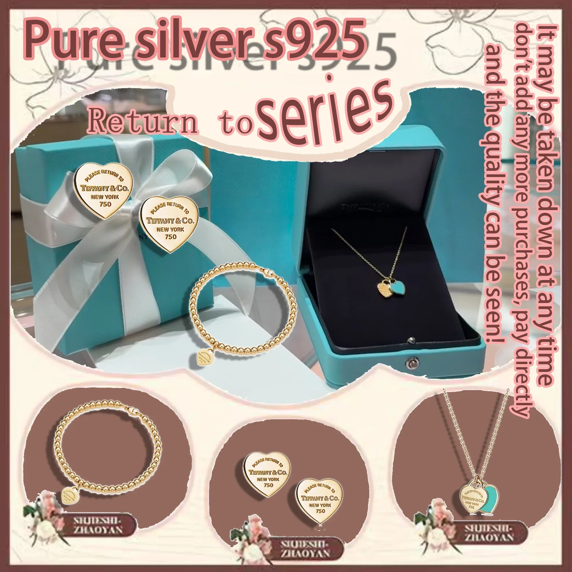 

Pure Silver s925 Jewelry Set Return to Series Love Sweet Colors Bright Enhance Charm Matching Design Women's Jewelry