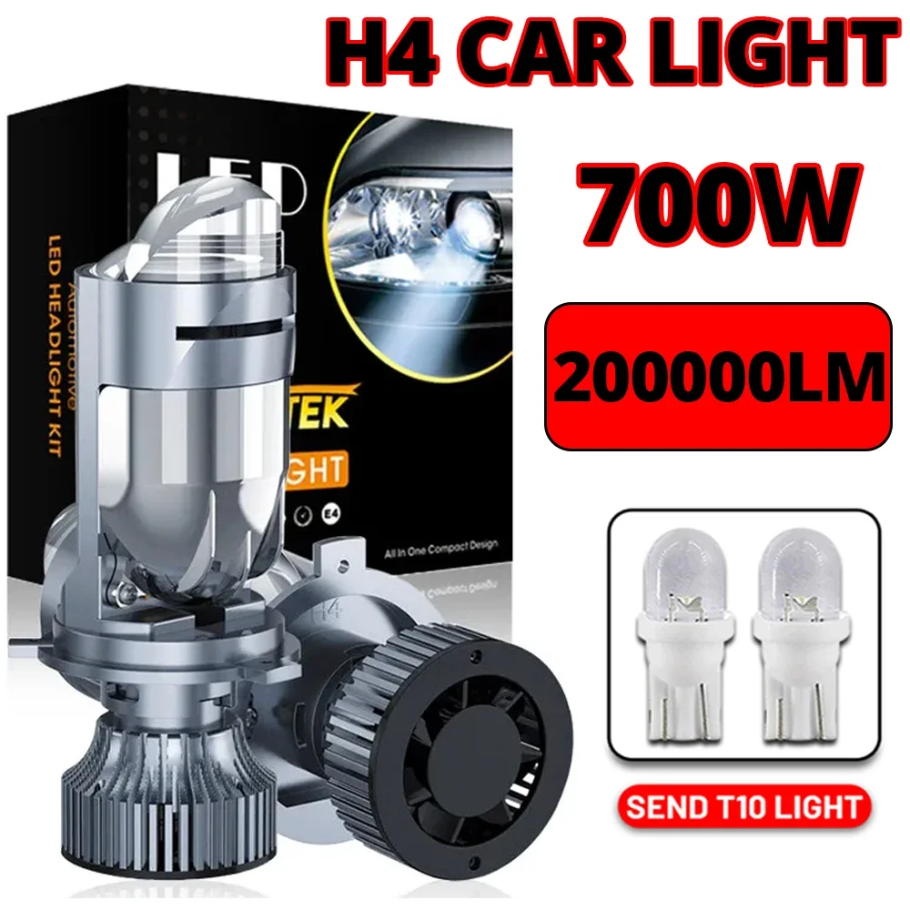 Bi LED H4 Projector Lens Car Led Headlight Bulb 200000LM 700W Canbus Auto Motorcycle Turbo Lamp Dual High Low Beam 12V Plug&play