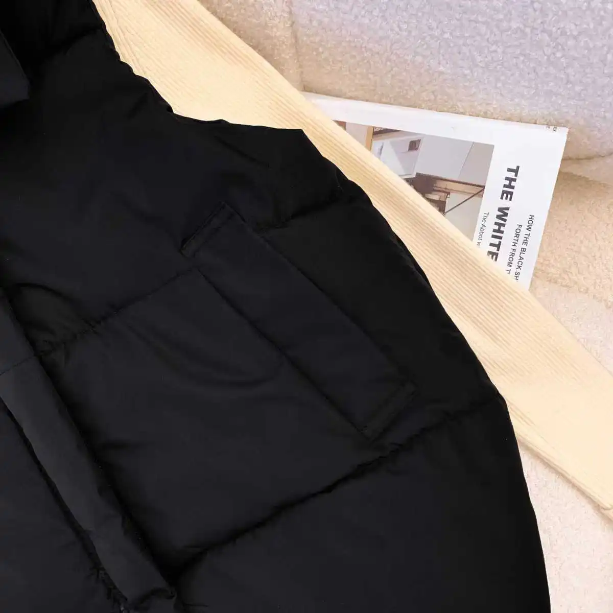 Übergroße Baumwollweste mit Reißverschluss, lockere Damenweste für Herbst und Winter, lässige Weste, ärmellose Kleidung, einfarbige Basic-Jacke, Oberteil – Detail 10