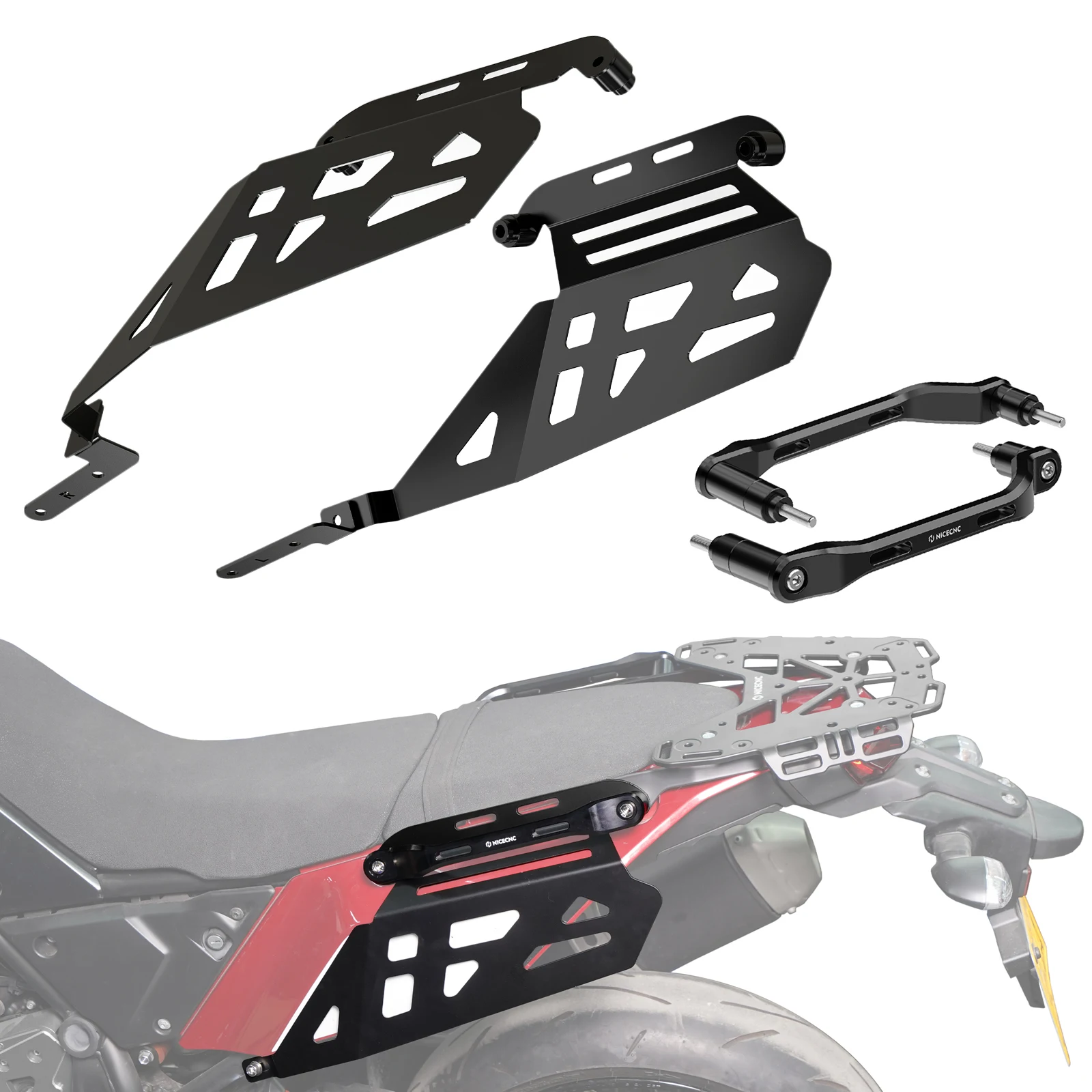 For 2019-2024 Yamaha Tenere 700 XTZ700 Rear Luggage Rack Motorcycle Saddlebag Side Carrier Brackets Grab Handles image 3