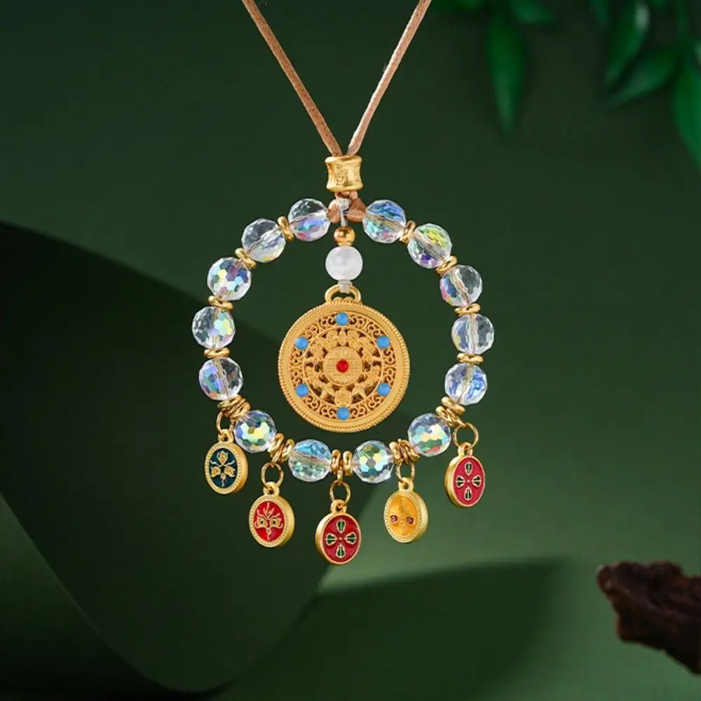 Abacus Lock Five-way God of Wealth Pendant Hanging Chinese Style Bead Pendant Delicate Artificial Crystal Car Pendant Gift