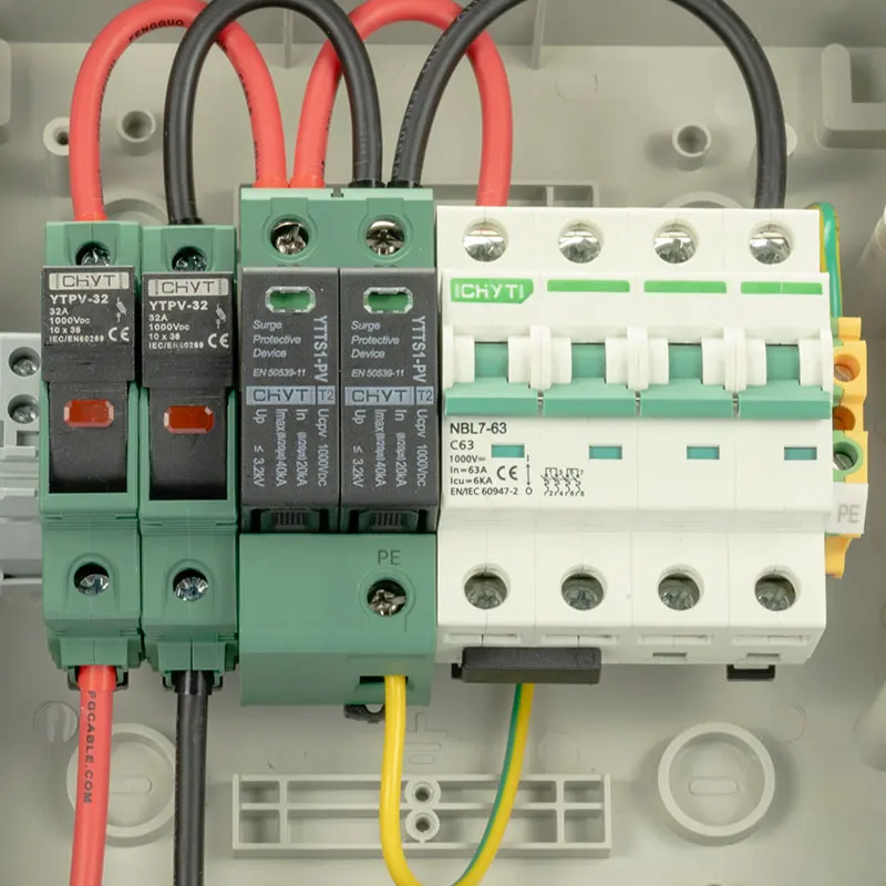 CHYT IP65 1000V DC Panel solar Caja combinadora fotovoltaica 1 cuerda para energía solar, con relámpago