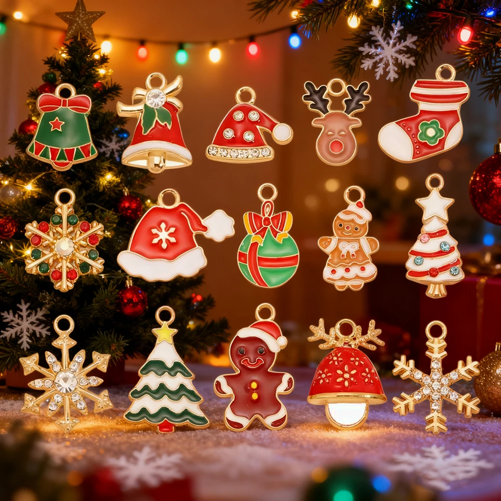 10 Teile/los Bunte schneeflocken Emaille Weihnachten Baum Charms Anhänger für Schmuck Machen Neue Jahr Halsketten Armbänder DIY Geschenke – Detail 1