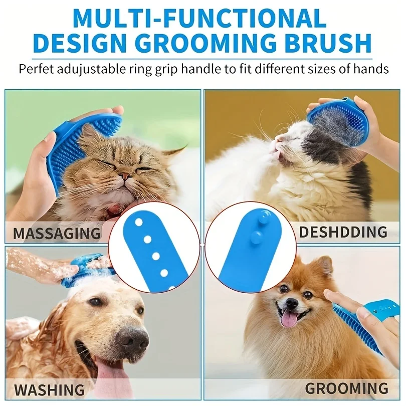 2Pcs Pet Grooming Kit for Dog Cat Rabbit Fur  Grooming Brush Bath Cleaning Glove De-Shedding  Pet Hair And Shower Brush