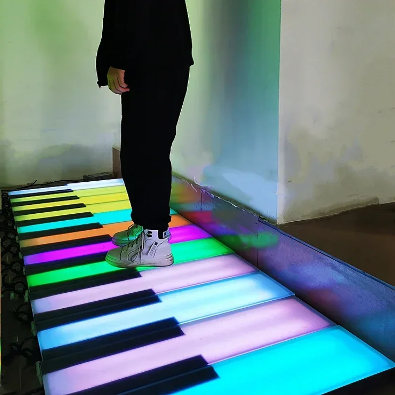 Customized: piano floor tile light induction sound stair with step music interactive  tile luminous foot