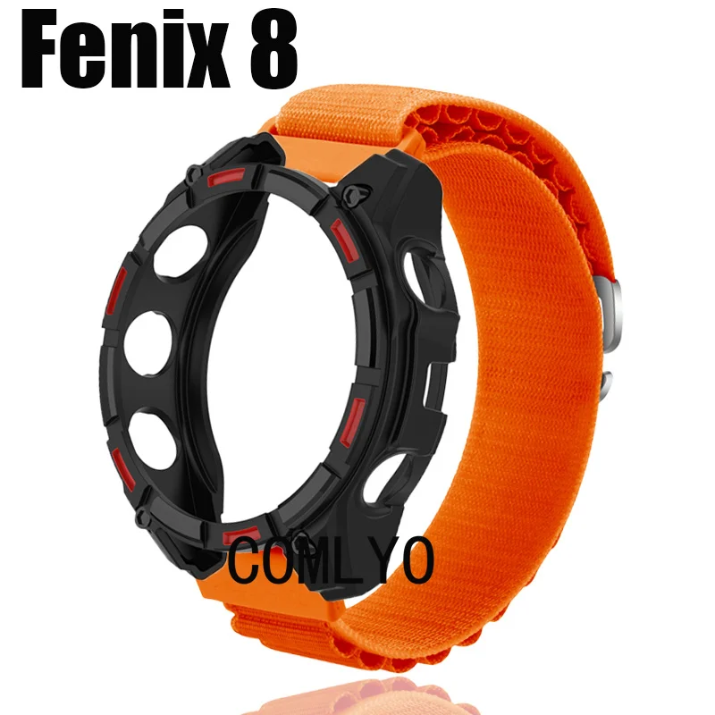 For Garmin Fenix 8 Strap Case Smart Watch Nylon Band Protective Bumper Cover Soft Sports Women men Belt